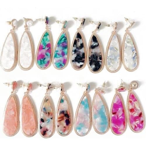 ZWPON 2020 New Designer Large Acetate Teardrop Dangle Earrings Women Fashion Long Earrings Jewelry Statement Earrings Wholesale