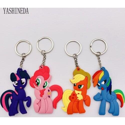 10PCS Cartoon Figure Little Horse Keychain Soft PVC Anime 3D Double Side Key Ring Key Chain Kid Toy Key Holder Trinket Gift