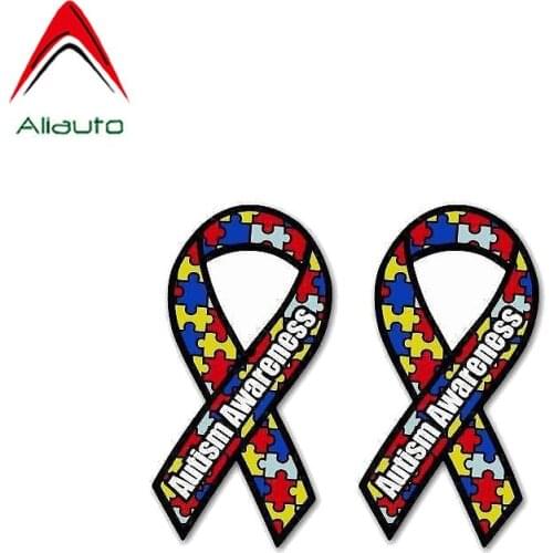 Aliauto 2 X Creative Car Stickers Autism Awareness Cover Scratch Waterproof Personality Sun Creen Accessories PVC Decal,9cm*5cm