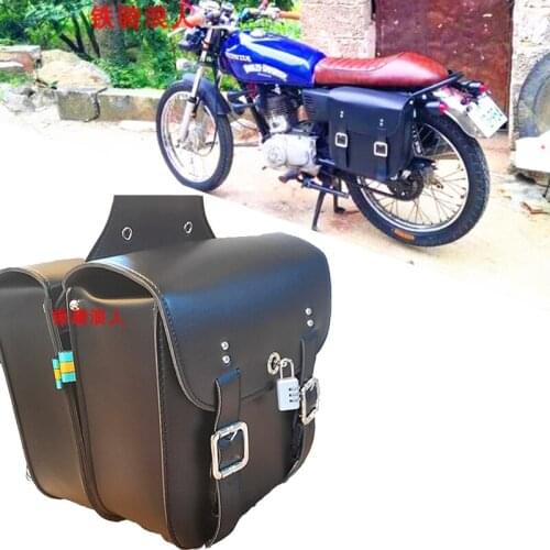 2PCS Universal Deposit Bag Motorcycle Waterproof Tool Side Pouches PU Leather Black for Yamaha Honda Suzuki Kawasaki Halley