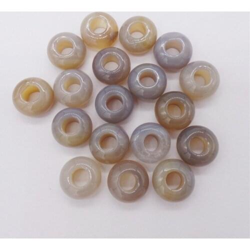 20Pcs 14x8mm Hand-Carved Brown And Gray Agate Large Hole Beads For DIY Jewelry Making Necklace Accessories