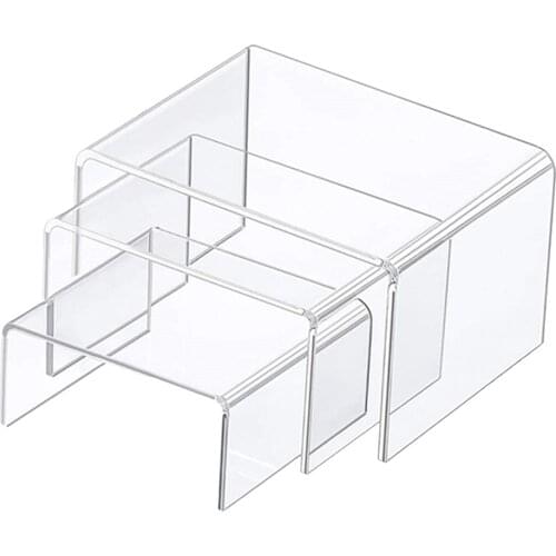 3PCS Acrylic Ladder Frame Perfume Jewelry Display Rack Transparent Showcase Storage Rack Shelf Store Display Tools