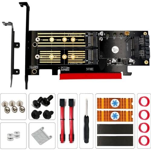 3 In 1 SSD Adapter Card Set PCI-E 3.0 To M.2 MVME B/M Key MSATA Hard Drive Adapter Card Solid State Disk Converter
