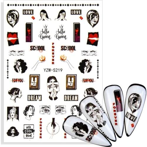 1Pcs 3D Nail Stickers Abstract Line Pattern Evil Eye Design Nail Sliders DIY Self Adhesive Sticker Tips Nail Art Decoration