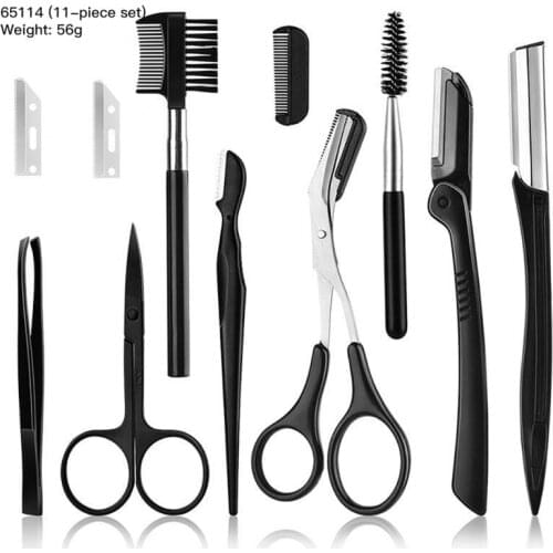4/6/9/11 PCS Eyebrow Trimmer Eyebrow Razor Kit Eyebrow Scissors Eyebrow Comb Razor for Face Tweezers Eyelash Eyelash Brush