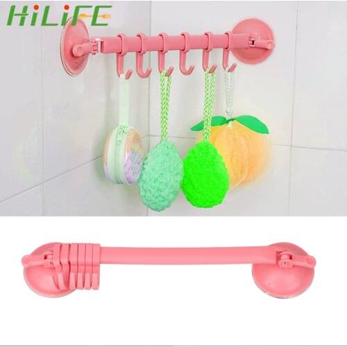 6 Hooks Set Hanger Rack Organization Strong Sucker Suction Hanger Adjustable No Nails Wall Mounted Storage For Kitchen Bathroom
