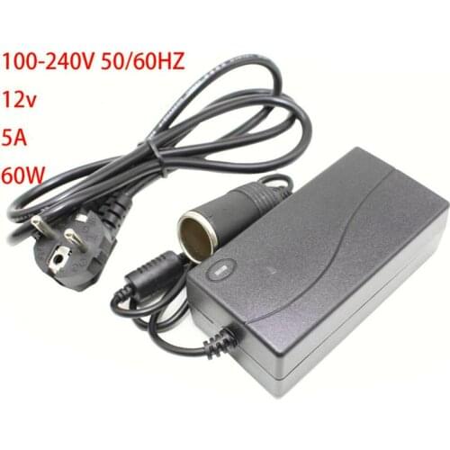 60W power to convert AC 100V to 240V / DC input 12V 5A car cigarette lighter converter power adapter converter EU plug 50/60hz
