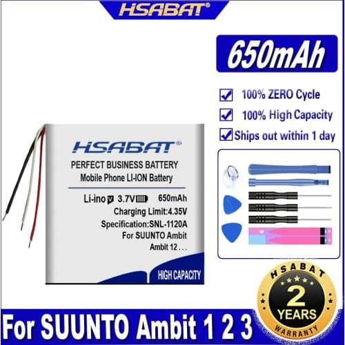 HSABAT Ambit 1 2 3 2s HR Peak 650mAh Battery for SUUNTO Ambit 1 2 3 2s HR Peak Smart Watch Batteries