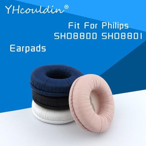 Earpads For Philips SHO8800 SHO8801 Headphone Accessaries Replacement Ear Cushions Wrinkled Leather Material