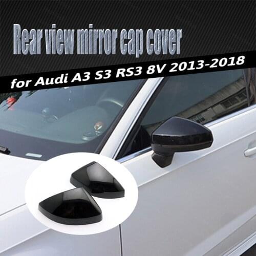 Car Styling Rearview Shell Bright Black Replacement for Audi A3 S3 RS3 8V 2013-2018 Mirror Cover Caps Carbon Fiber Pattern