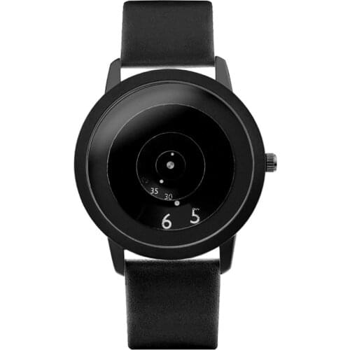 2019 Creative Style Leather Wristwatch Truth In Fiction Special Design Discs Hands Fashion Brief Casual Unique Quartz Watch Gift