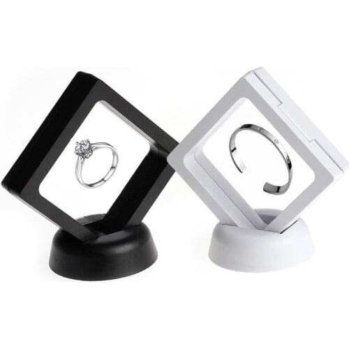 White black Jewelry Ring Pendant Display Stand Suspended Floating Display Case Jewellery Coins Gems Artefacts Packing Boxes