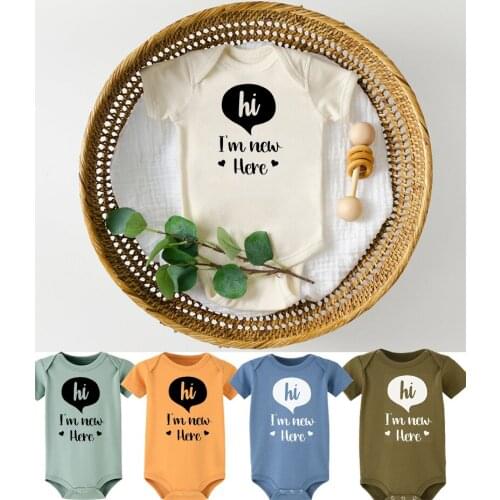 I am new here Baby bodysuit Newborn Baby Boys Girls Clothes Funny Print Infant Baby Jumpsuit Cute Casual Baby Sleepwear