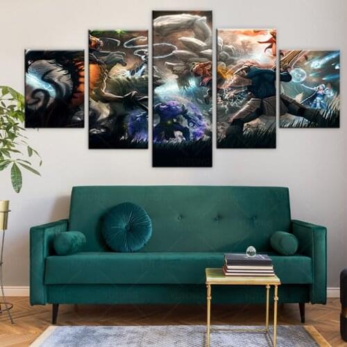 Dota 2 Poster Framed Gallery Wrap Art Print Home Wall Decor Picture Print Modern Quadros Cartoon Character Oil Poster Bedside Ba