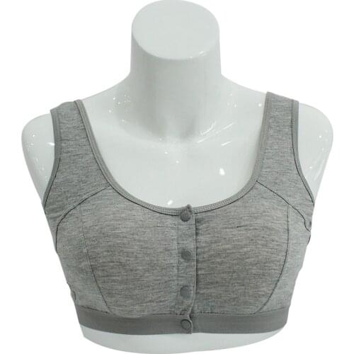 Mastectomy Silicone Breast Bra with Pockets Front Closure Cotton Plus Size Lingerie for Post Breast Form Prosthesis for Women