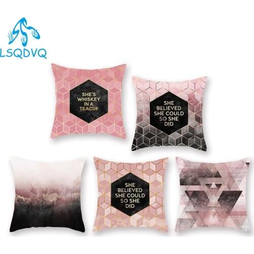 Diy Custom Nordic Style Black Gold Geometric Throw Couch Pillows 100% Polyester Cushion Cover Decoration for Sofa Car Home