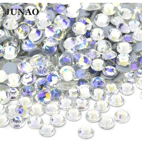 JUNAO SS6 8 10 16 20 30 Moon Shade Hotfix Glass Rhinestones Flatback Stone Appliques Iron On Strass Diamond Patches for Clothes