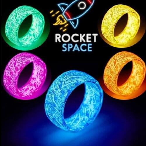 GLO RING COLLECTION Fashion Resin ring Punk Luminous Ring Glowing In The Dark Wedding Band Fluorescent Rings For Women Jewelry M