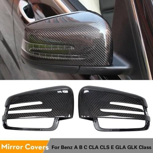 Carbon Fiber Car Rear View Mirror Covers Caps For Mercedes-Benz A B C CLA CLS E GLA GLK Class 2009-2016 Side Mirror Covers Caps