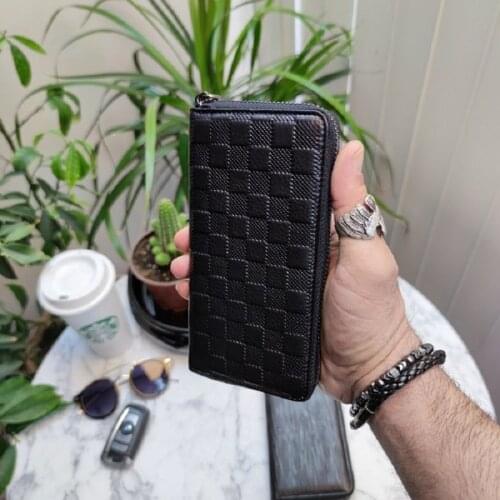 Luis Leather Wallet with Zippered Phone Slot, 100% First Class Genuine Calfskin, Handmade, Suitable for male & female use