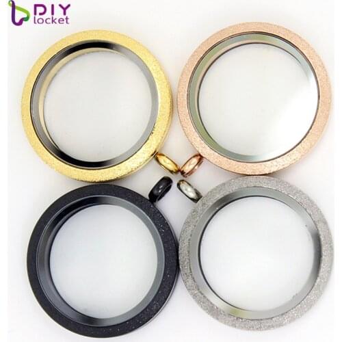 30mm Stainless Steel Round Twist Scrub Glass Floating Charm Locket LSSS08-30MM