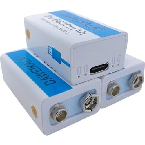 9V 6800mAh Li-ion Rechargeable Battery Micro USB Battery 9v Lithium Batteries for Multimeter Microphone Toy +USB Charging Cable