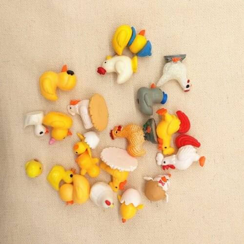 20pcs/lot Cock Chick Duck Animal Mini Dollhouse Miniature Fairy Garden Home Decoration Craft Micro Landscaping Decor DIY Gift