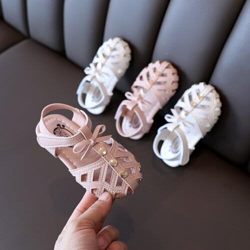 Fashion Rivet Bow Baby Girl Dress Sandals For Kids Summer Children Beach Shoes Toddler Little Girl Sandals New 2021 1-6 Years