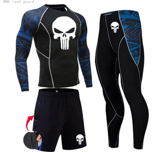 Man Compression Sports suit 1-3 piece Running tights Warm Sweat suit rashgarda MMA Quick dry track suit Gym joggers workout set