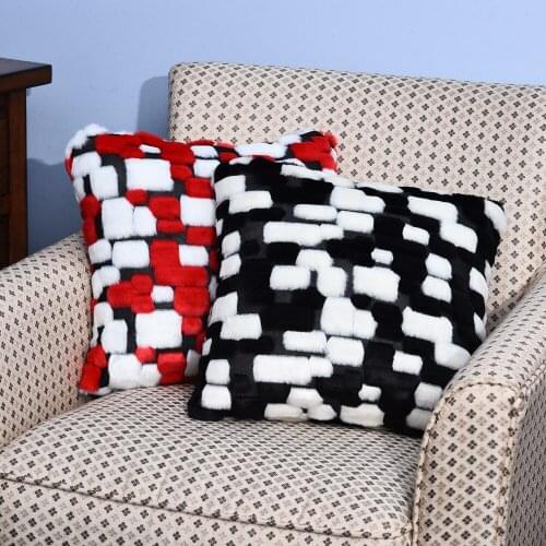 Soft Washable Faux Fur Pillow Case Artifical Wool Warm Plaid Pillow Cover Sofa Living Room Cushion Car Pillow Wrap
