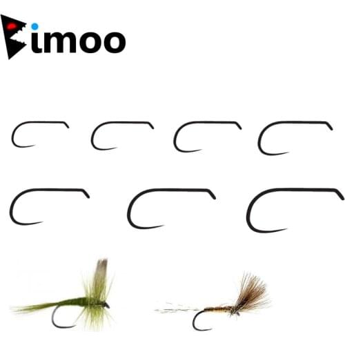 Bimoo 20pcs Barbless Dry Fly Hook 2X Wide Gap Nymph Forged Hook Black Nickel Finish Fly Tying Material Sizes 8 10 12 14 16 18 20