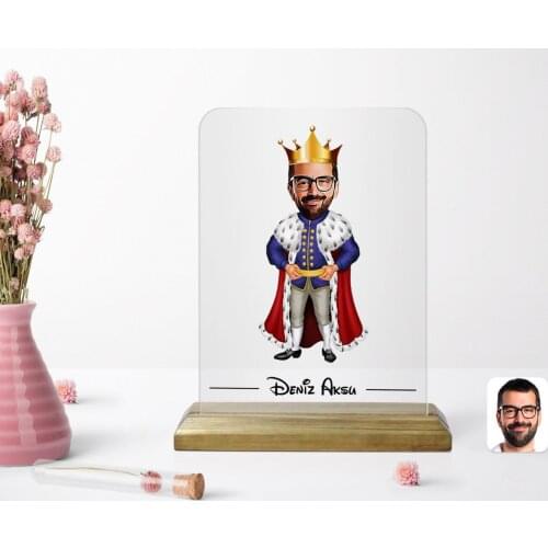 Personalized King Caricature Of Wooden Standing Frame Reliable Special Design Good Quality Surprise Dear Friend Gift Office funny