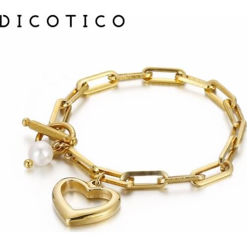 Simple Heart Wrist Bracelet For Women Gold Silver Color Stainless Steel Chain Pulseras Jewelry Accessory Fashion Bracelet Women