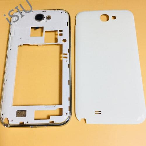 Middle Bezel Frame + Back Cover For Samsung Galaxy Note 2 N7100 Note2 GT-N7100 Mobile Phone Case Housing Rear Battery Door New