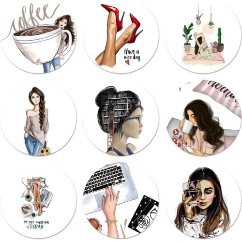 Christmas Princess Girl Female boss coffee Icons Pins Badge Decoration Brooches Metal Badges For Backpack Decoration