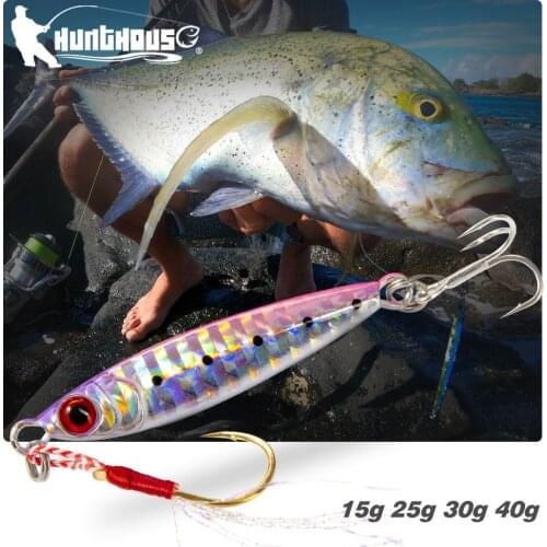 Hunthouse fishing metal jig lure fishing lure tiny Metal jigging Cast Jigging Spoon 15/25/30/45g Shore Casting Lead Fish
