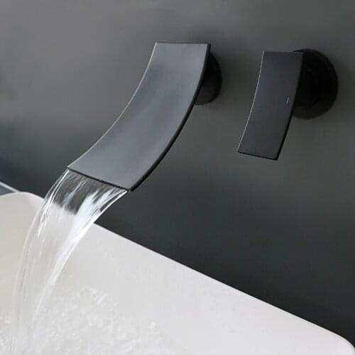 Waterfall Concealed Faucet Wall Mounted Matte Black Hot And Cold Wall Taps Luxury Wash Basin Waterfall Bath Faucet Bathroom Tap