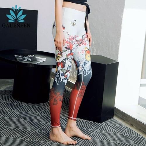 GAUENEEN Colorful Butterfly Printed Sports Leggings High Waist Yoga Pants for Women Slim Fit Stretch Fitness Gym Leggings