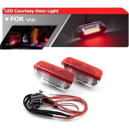 2xWhite/Red Led Rear Door Courtesy Lights Under Warning Lamps For VW Passat B6 B7 Golf 5 6 Plus Jetta Touareg EOS Scirocco Skoda