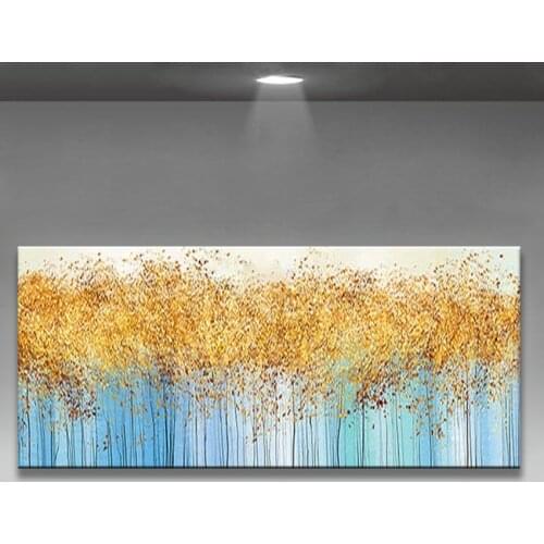 Hand-made golden oil painting abstract picture landscape canvas hand-painted mural art for the living room without borders