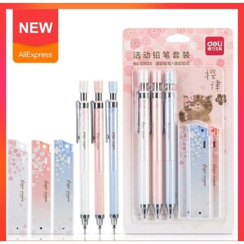 0.5mm Lovely Fresh Cherry Mechanical Pencil Set For Students Supplies Office Pencil School Automatic Papeleria Supply S8V0