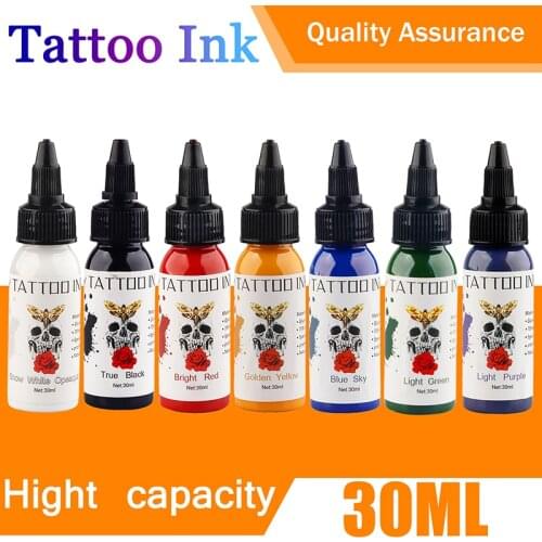 7 Colors 30ml 1 Bottle Natural Plant Professional Tattoo Ink for Safe Tattoos and Body Art Lasting Permanent Tattoo Pigments