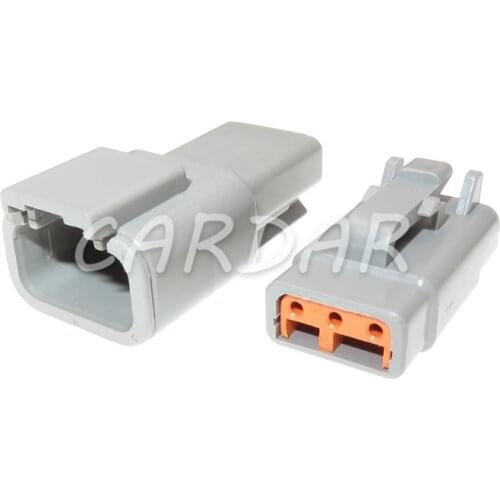 1 Set 3 Pin Deutsch DTM DTM06-3S/ATM06-3S DTM04-3P/ATM04-3P Wire Connector Gray Waterproof Auto Socket