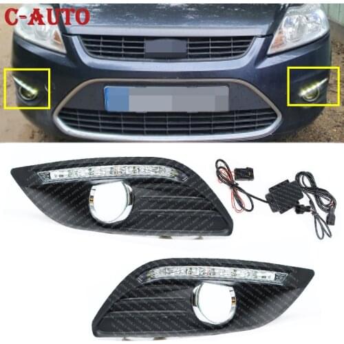 1Pair Car Front Driving Lamp Foglight Daytime Running light Drl White 12V Car LED DRL For Ford Focus 2 mk2 2008 2009 2010 2011
