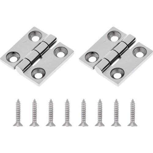 2Pcs Door Hinge 4 Holes Butt Hinge+8 Pcs Screws 316 Stainless Steel Casting Hinge Fit for Home/Marine Boat 38mm