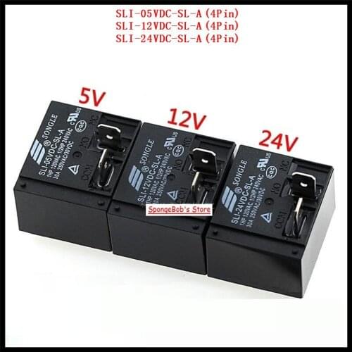 2pcs/Lot SLI-05VDC-SL-A / SLI-12VDC-SL-A / SLI-24VDC-SL-A SONGLE Power Relay 4Pin 5V 12V 24V 30A T93