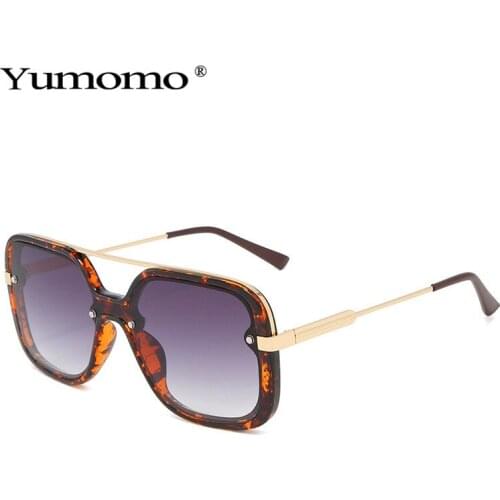 2020 Retro one piece Square Sunglasses Women Brand Designer Fashion Clear Gradient Goggles Men Shades UV400 Sun Glasses