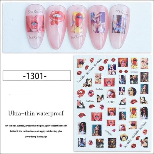 3D nail art sticker for manicure accessories beauty girls sexy lips for lovers ultra thin waterproof slider sticker YJ051