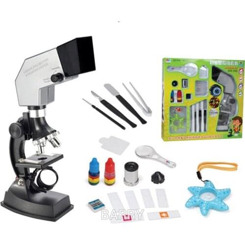 900X 600X 300X 100X 4 way system Pupils Children Scientific experiments Educational Toy Projection Microscope Set Microscope toy