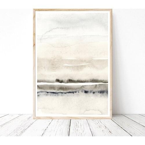 Beige And Grey Canvas Painting Abstract Watercolour Print Modern Minimalist Poster Nordic Wall Pictures Living Room Home Decor